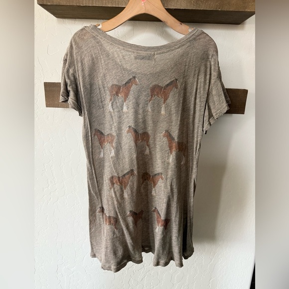 Wildfox|Distressed tan horse print tee,burnout style•••boho novelty print - Picture 3 of 13